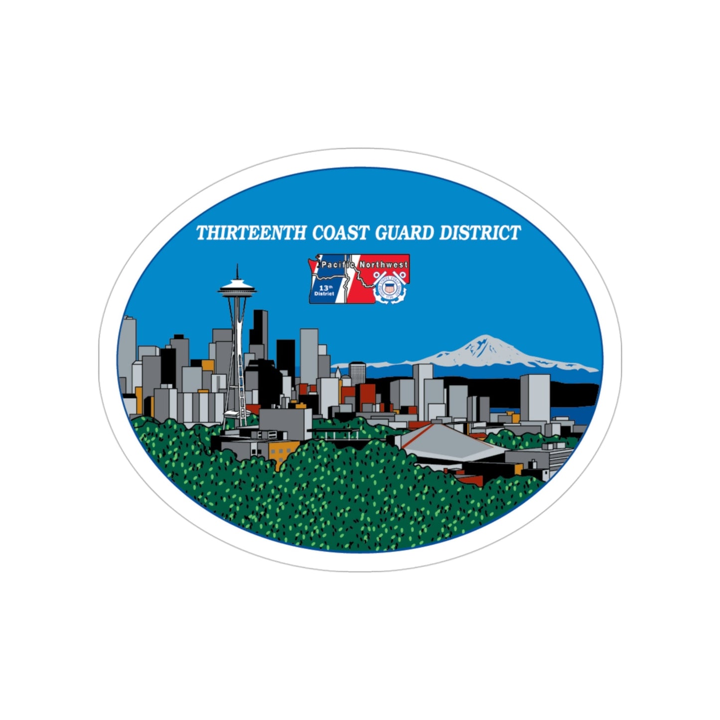 13th CG District Pacific Northwest (U.S. Coast Guard) Transparent STICKER Die-Cut Vinyl Decal-4 Inch-The Sticker Space