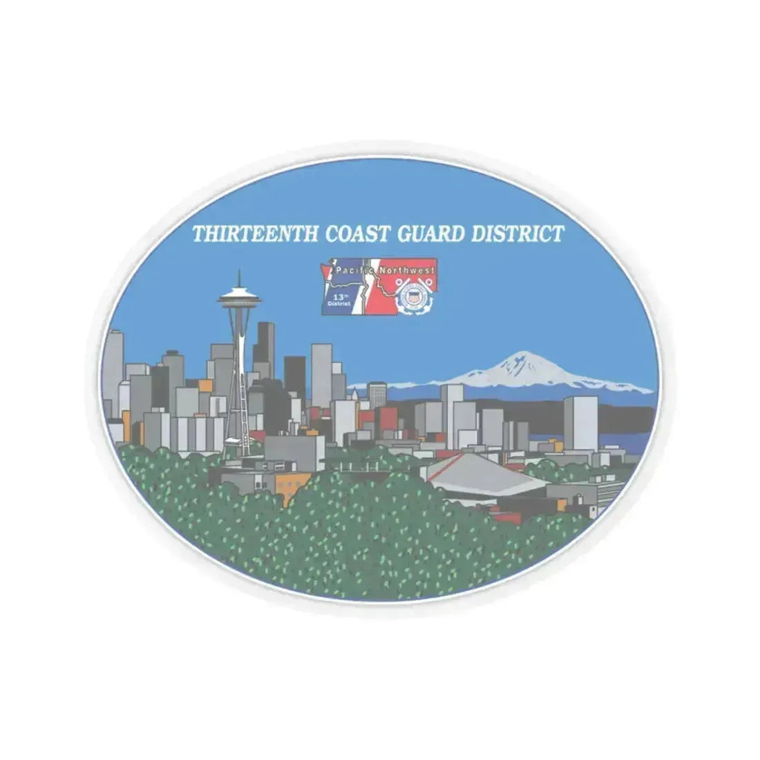 13th CG District Pacific Northwest (U.S. Coast Guard) STICKER Vinyl Kiss-Cut Decal 3 Inch Transparent - The Sticker Space