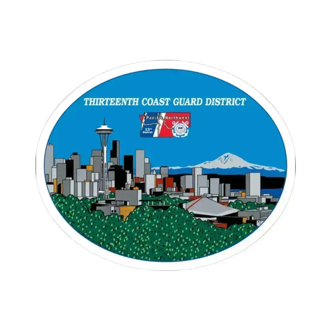 13th CG District Pacific Northwest (U.S. Coast Guard) STICKER Vinyl Kiss-Cut Decal 3 Inch White - The Sticker Space