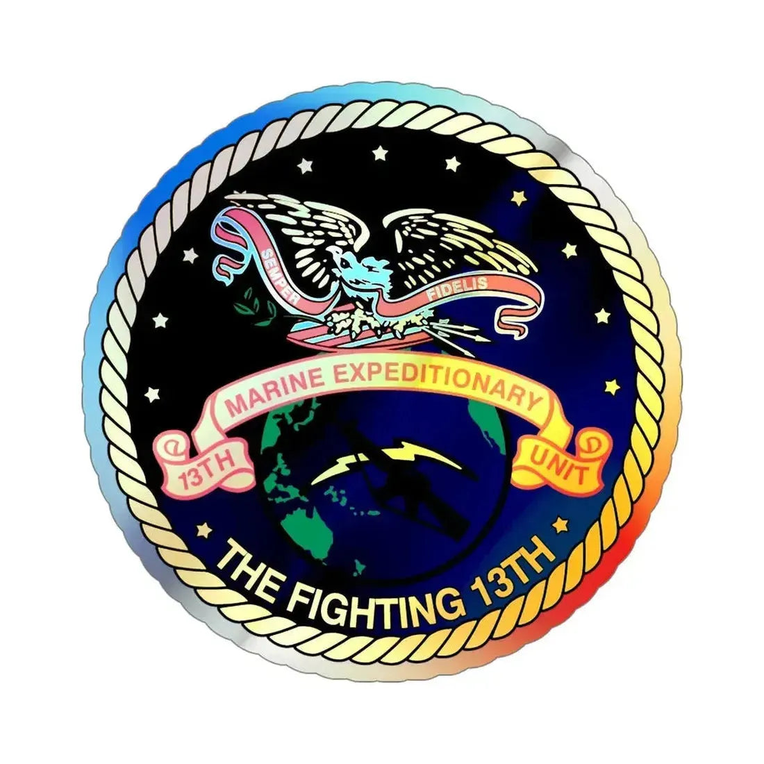 13th Marine Command Element 13th MEU (USMC) Holographic STICKER Die-Cut Vinyl Decal 6 Inch Holographic - The Sticker Space
