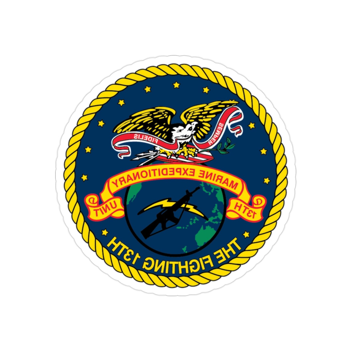 13th Marine Command Element 13th MEU (USMC) REVERSE PRINT Transparent STICKER-2" × 2"-The Sticker Space