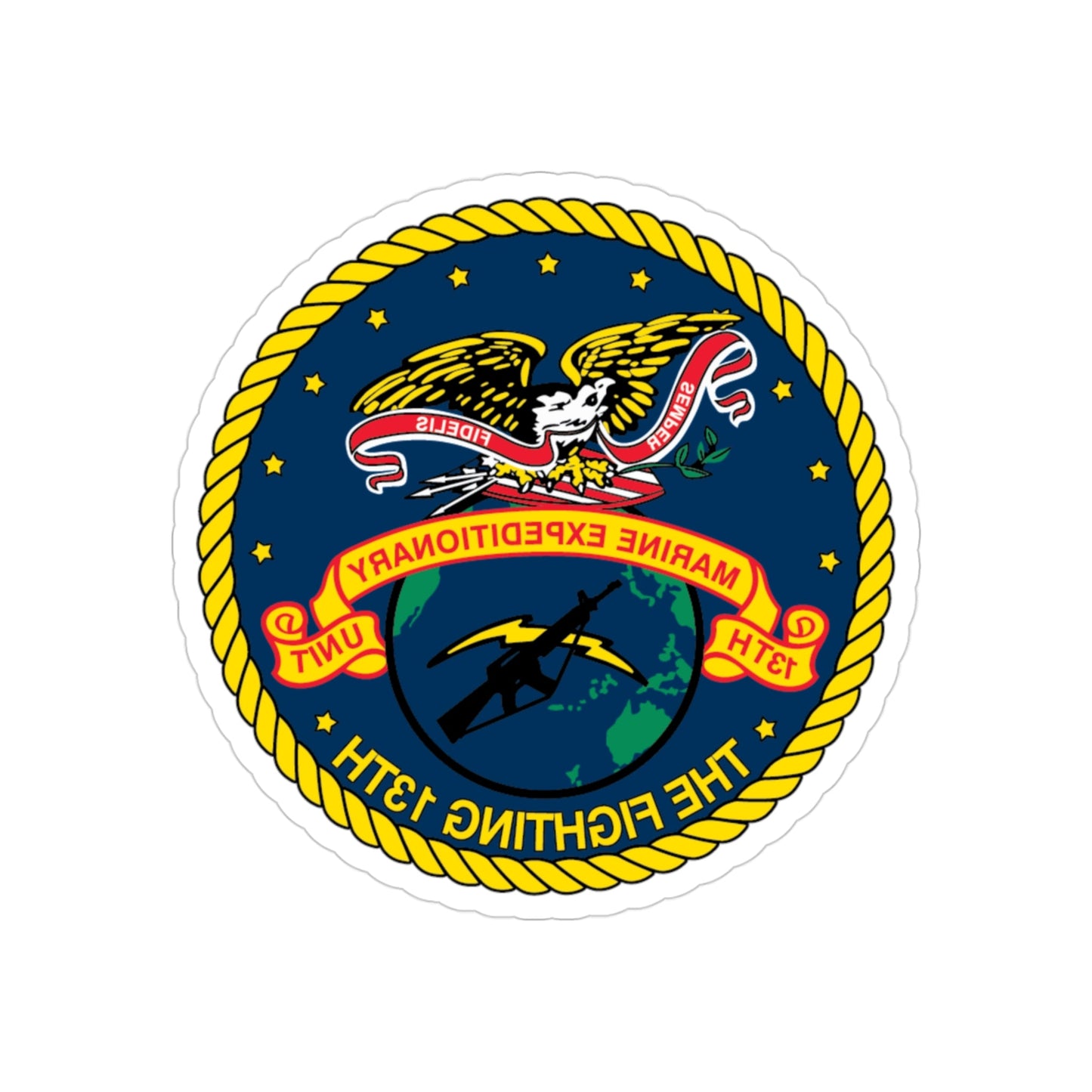 13th Marine Command Element 13th MEU (USMC) REVERSE PRINT Transparent STICKER-3" × 3"-The Sticker Space