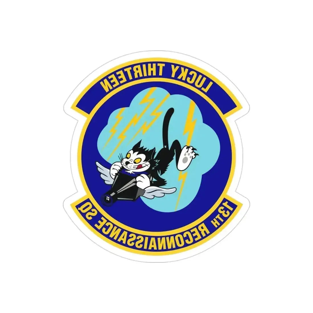 13th Reconnaissance Squadron (U.S. Air Force) REVERSE PRINT Transparent Die-Cut STICKER 3 Inch Die-Cut Transparent - The Sticker Space