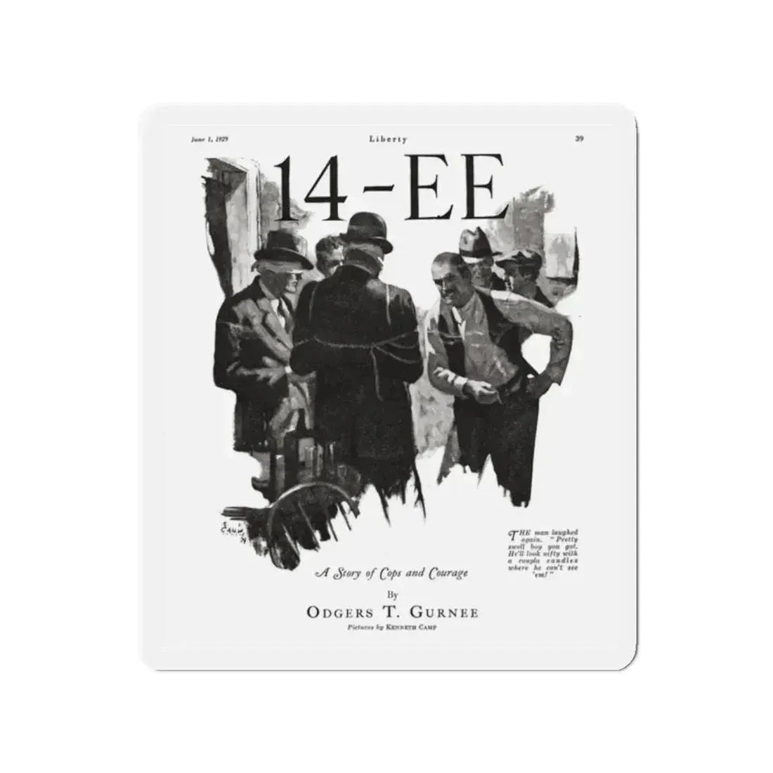 14-EE (1), Liberty magazine, June 1, 1929 (Magazine Illustration) Refrigerator Magnet 2 Inch - The Sticker Space