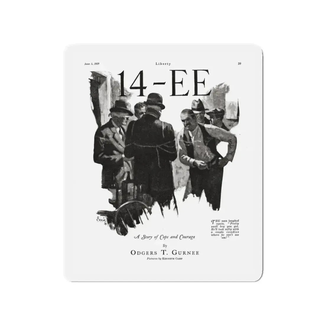 14-EE (1), Liberty magazine, June 1, 1929 (Magazine Illustration) Refrigerator Magnet 3 Inch - The Sticker Space