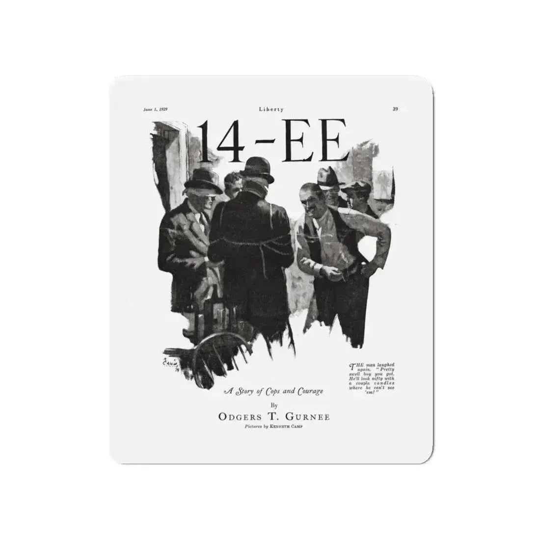 14-EE (1), Liberty magazine, June 1, 1929 (Magazine Illustration) Refrigerator Magnet 4 Inch - The Sticker Space