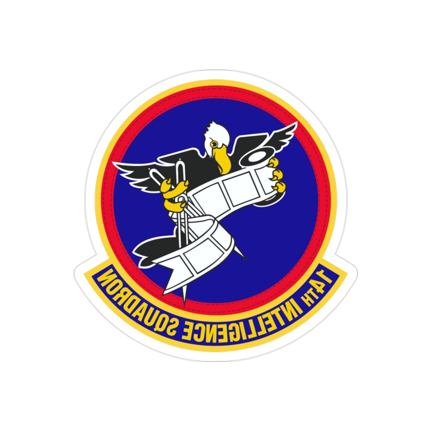 14 Intelligence Squadron AFRC (U.S. Air Force) REVERSE PRINT Transparent STICKER-2" × 2"-The Sticker Space