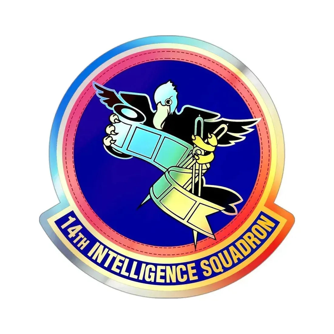 14 Intelligence Squadron AFRC (U.S. Air Force) Holographic STICKER Die-Cut Vinyl Decal 3 Inch Holographic - The Sticker Space