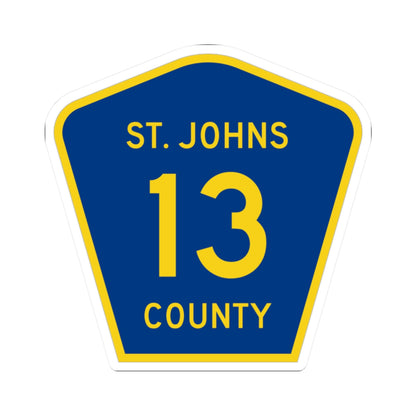 St. Johns County 13 (Florida) (Road Sign) STICKER Vinyl Kiss-Cut Decal