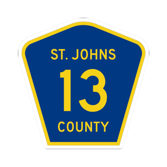 St. Johns County 13 (Florida) (Road Sign) STICKER Vinyl Kiss-Cut Decal