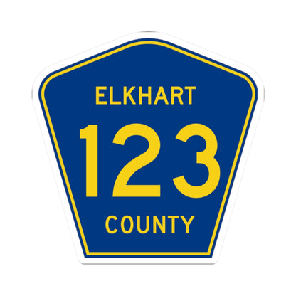 Elkhart County Road 123 IN (Indiana) (Road Sign) STICKER Vinyl Kiss-Cut Decal