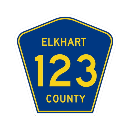 Elkhart County Road 123 IN (Indiana) (Road Sign) STICKER Vinyl Kiss-Cut Decal