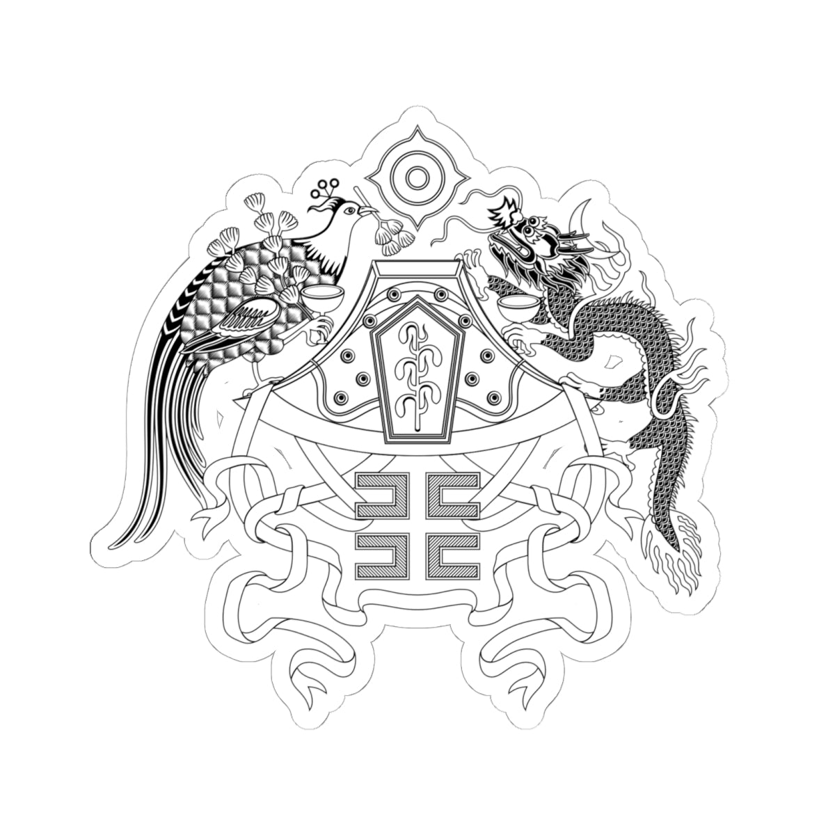 Twelve Symbols national emblem of China black and white (China) (Coat of Arms) STICKER Vinyl Kiss-Cut Decal