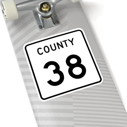 County 38 square (Minnesota) (Road Sign) STICKER Vinyl Kiss-Cut Decal