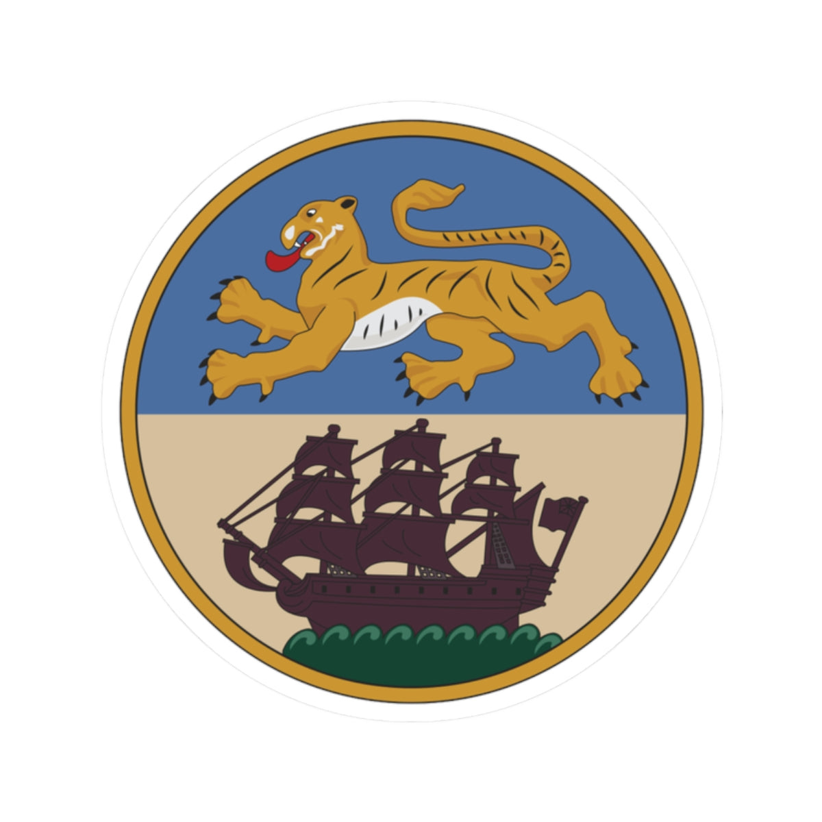 Badge of British Bengal (Bangladesh) (Coat of Arms) STICKER Vinyl Kiss-Cut Decal