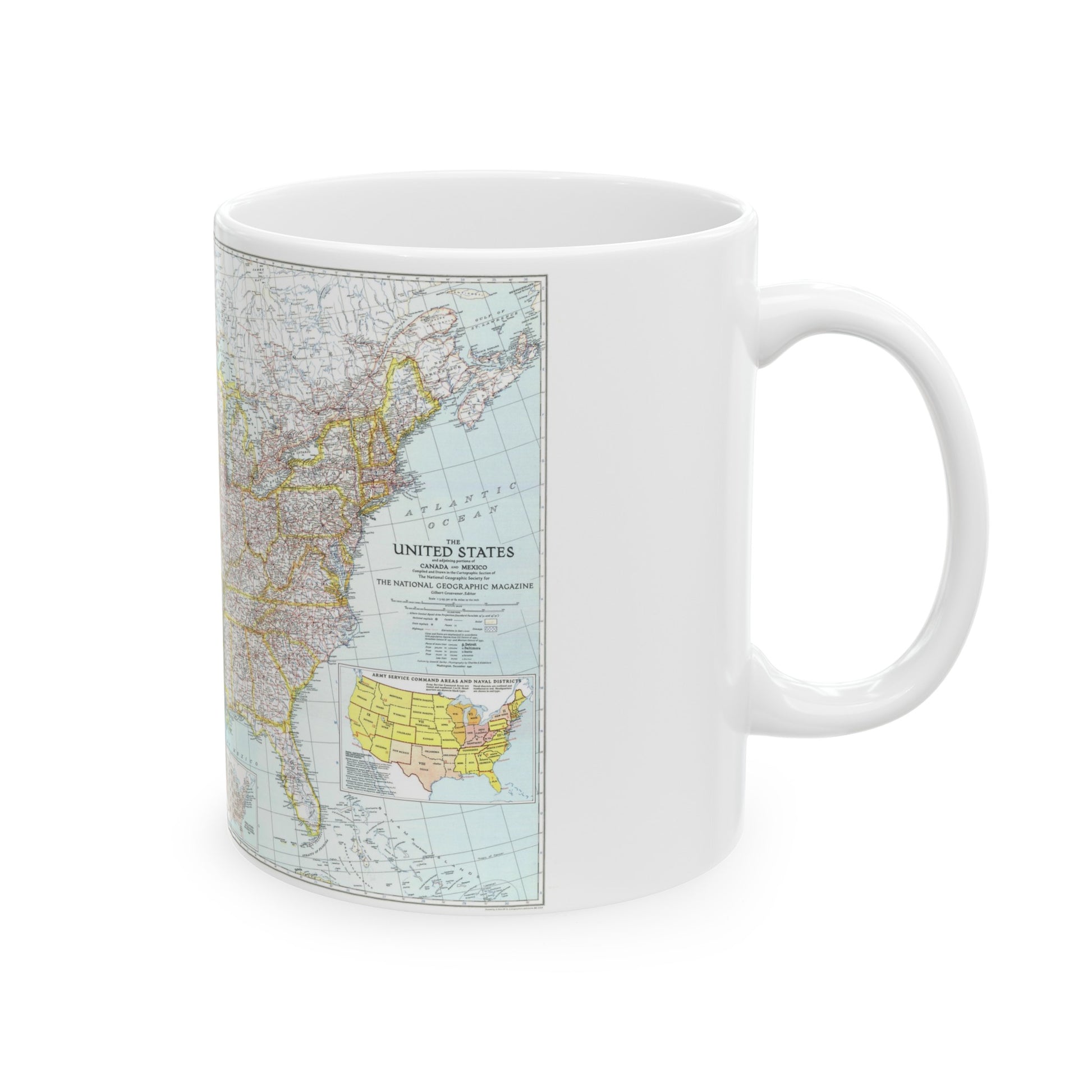 USA - The United States (1940) (Map) White Coffee Mug-The Sticker Space