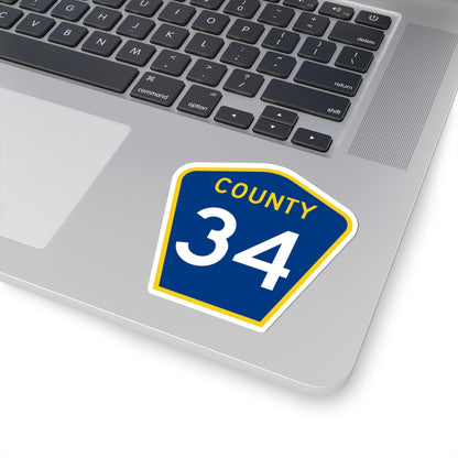 County 34 MN (Minnesota) (Road Sign) STICKER Vinyl Kiss-Cut Decal