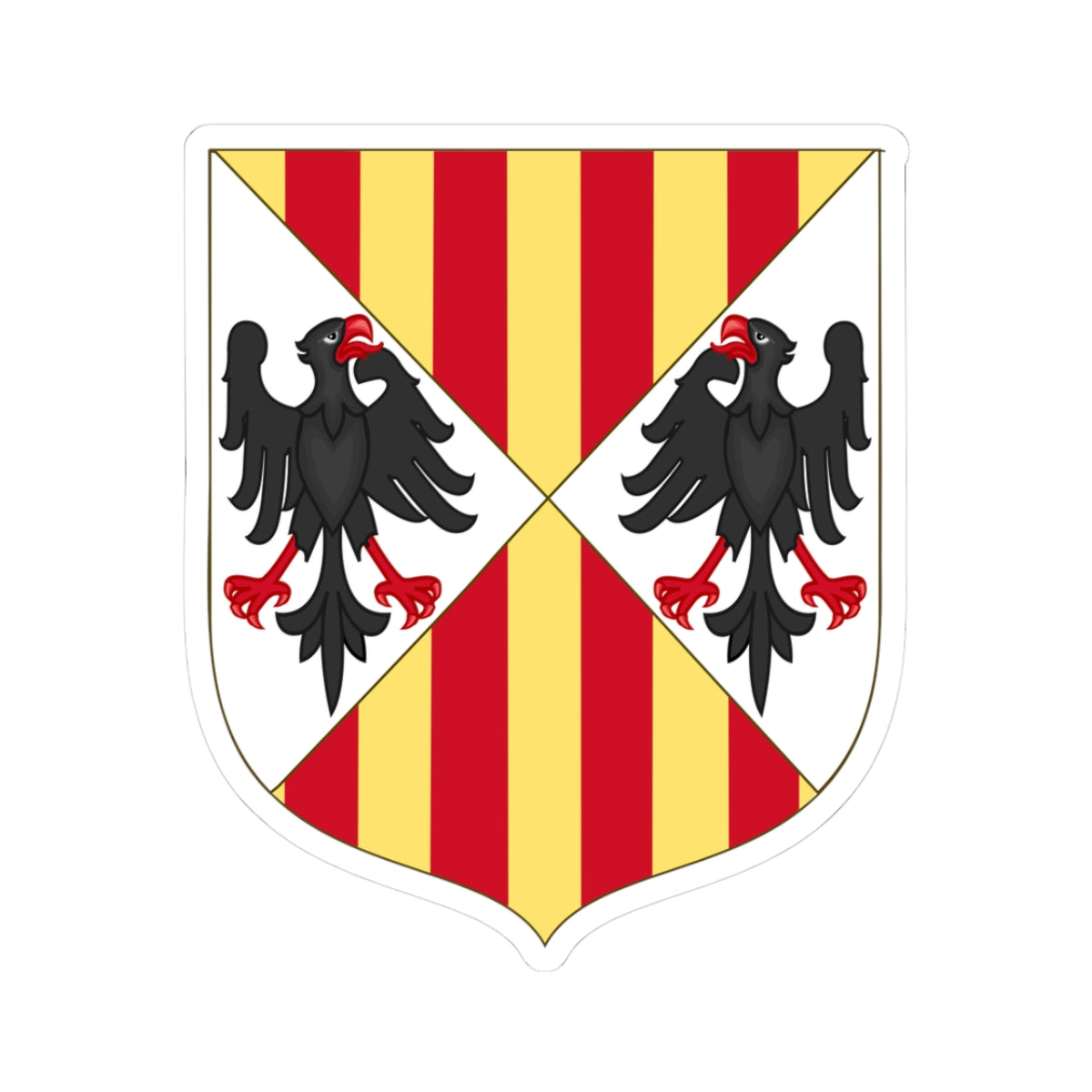 Arms of the Aragonese Kings of Sicily Shape Variant (Spain) (Coat of Arms) STICKER Vinyl Kiss-Cut Decal