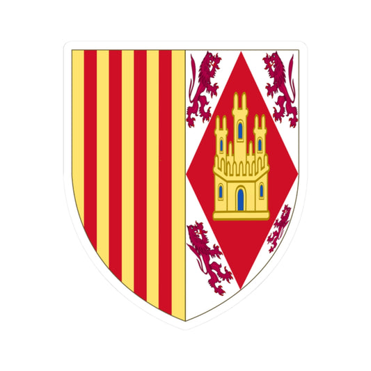 Arms of Eleanor of Alburquerque Queen of Aragon (Spain) (Coat of Arms) STICKER Vinyl Kiss-Cut Decal