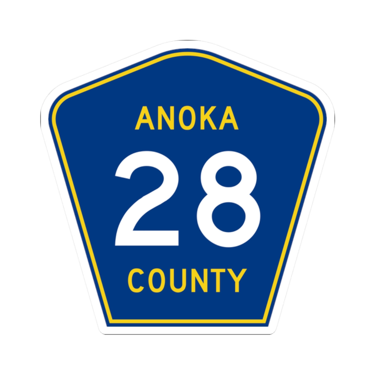 Anoka County 28 (Minnesota) (Road Sign) STICKER Vinyl Kiss-Cut Decal