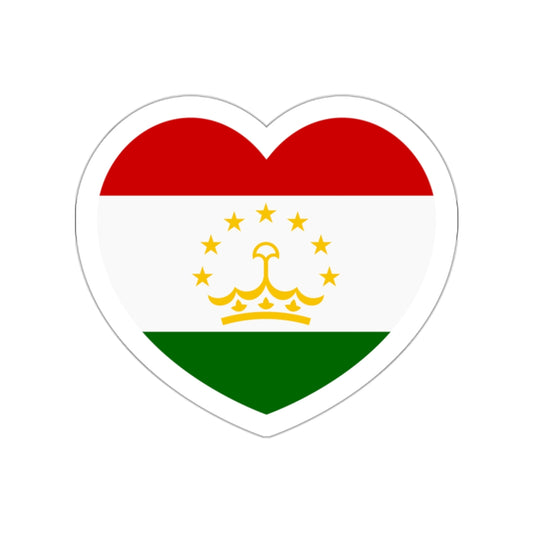 Heart Flag of Tajikistan - STICKER Vinyl Die-Cut Decal