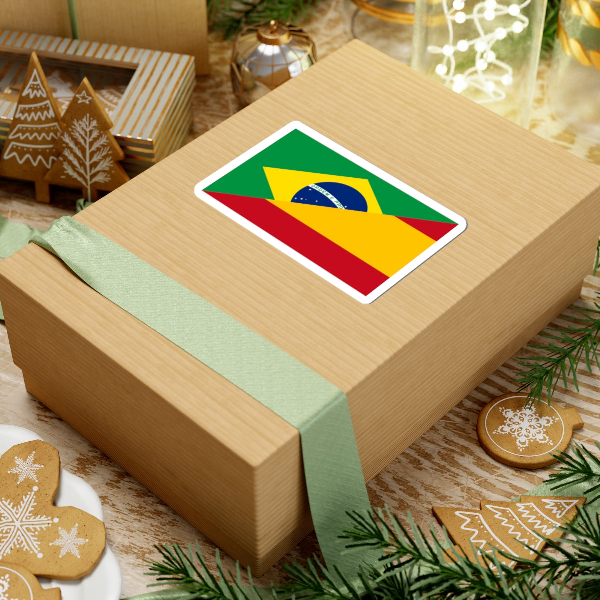 Flag of Brazil and Spain (Spain) STICKER Vinyl Kiss-Cut Decal