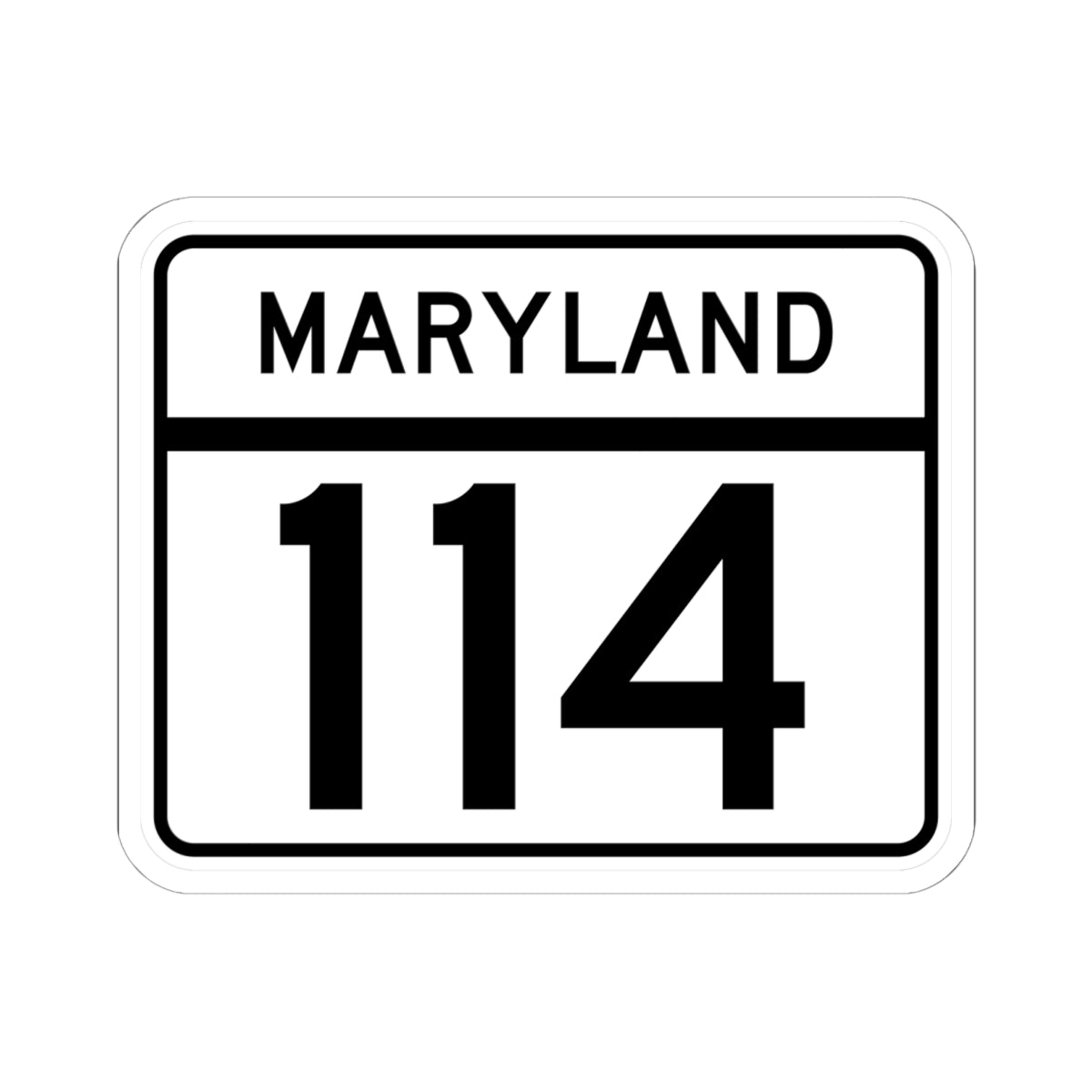 MD Route 114 (Maryland) (Road Sign) STICKER Vinyl Kiss-Cut Decal