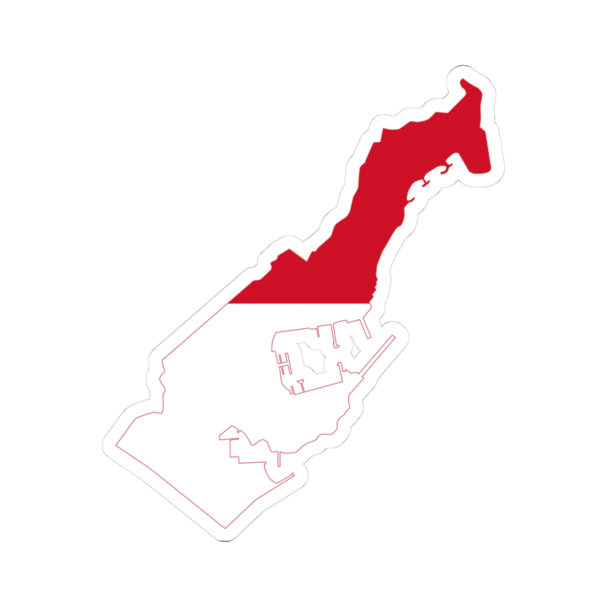 Flag-map of Monaco2 (Monaco) STICKER Vinyl Kiss-Cut Decal