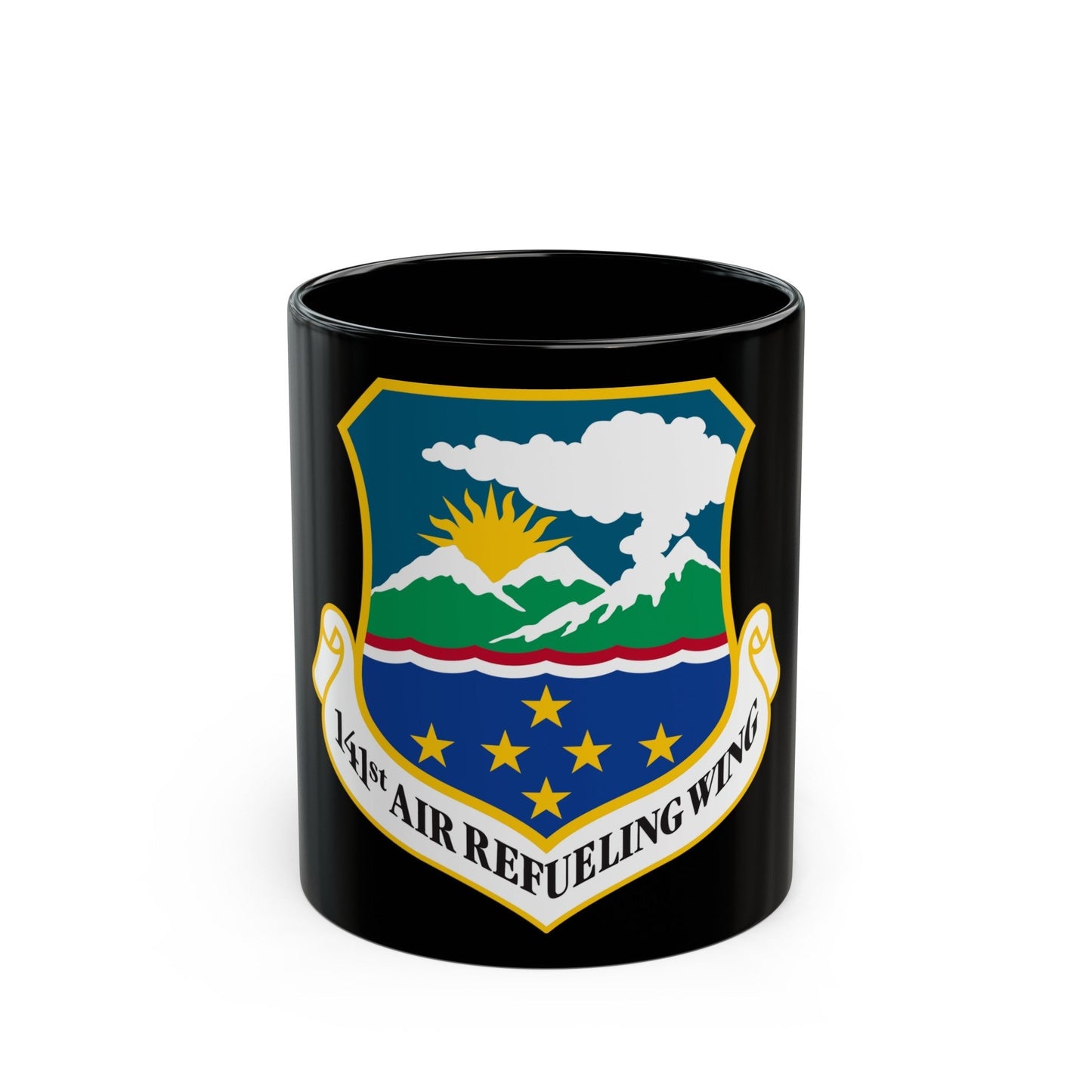 141st Air Refueling Wing (U.S. Air Force) Black Coffee Mug-11oz-The Sticker Space