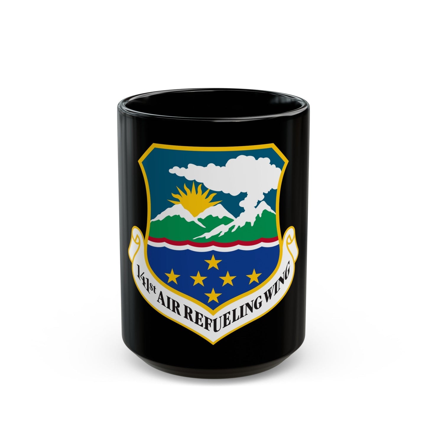 141st Air Refueling Wing (U.S. Air Force) Black Coffee Mug-15oz-The Sticker Space