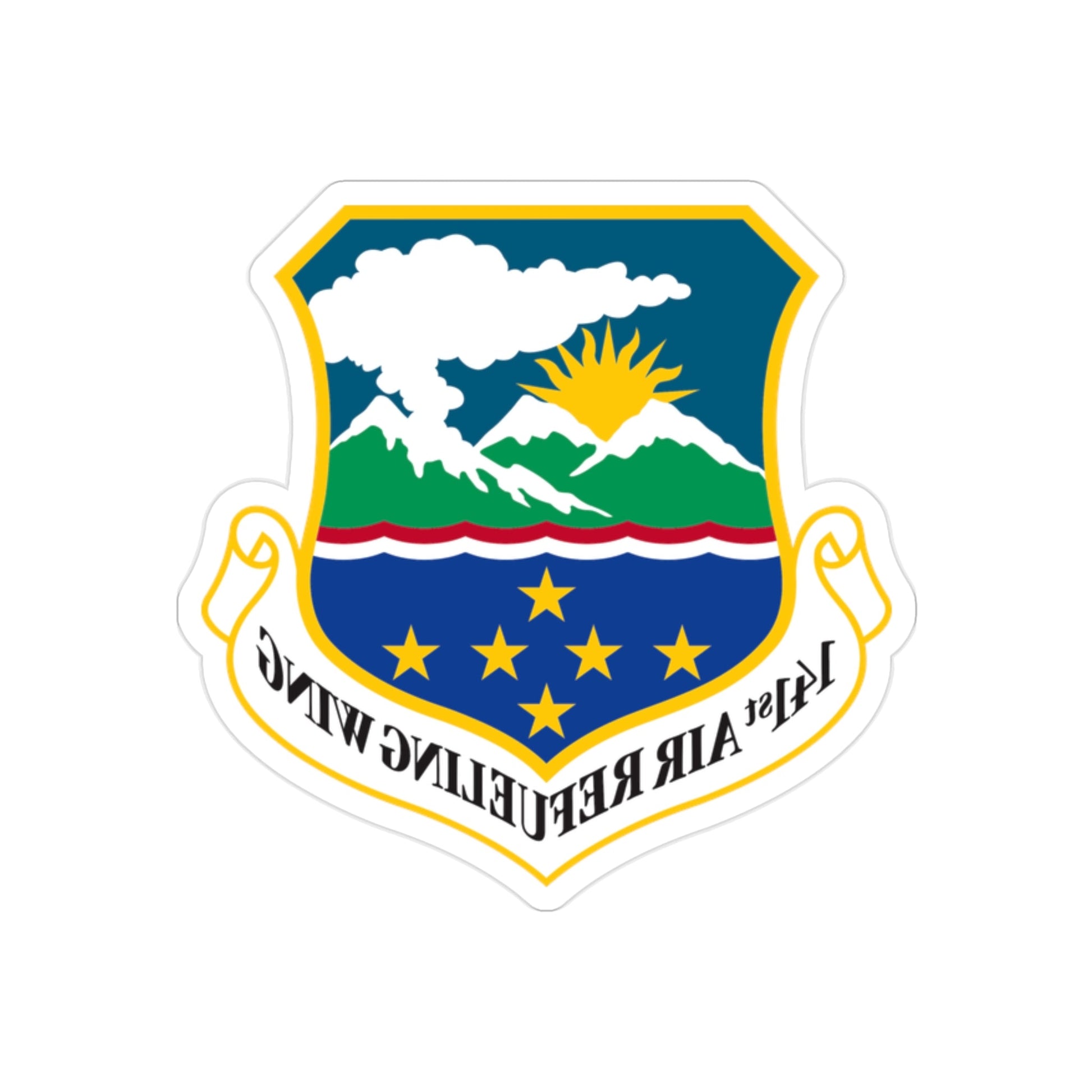 141st Air Refueling Wing (U.S. Air Force) REVERSE PRINT Transparent STICKER-2" × 2"-The Sticker Space