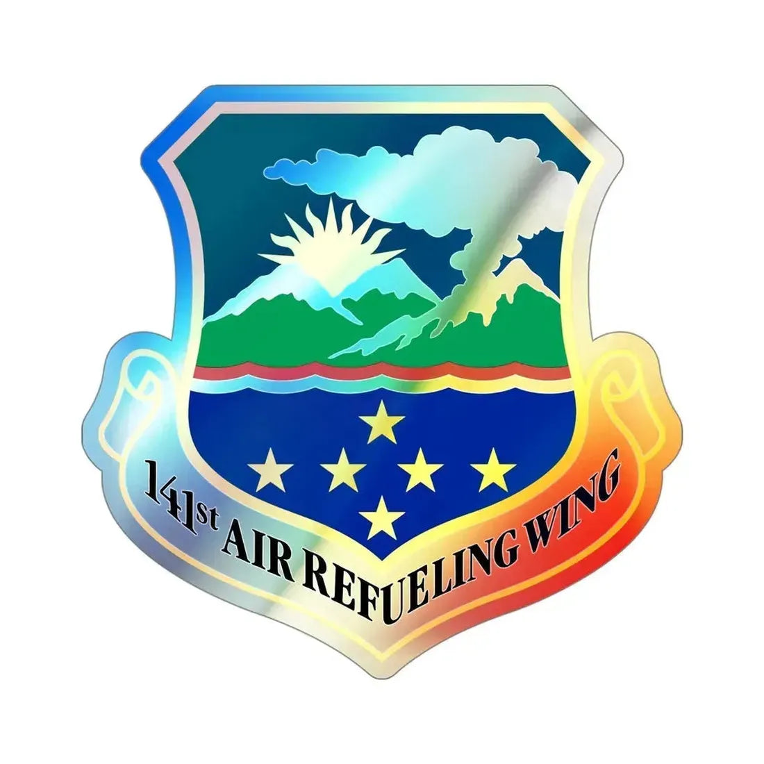 141st Air Refueling Wing (U.S. Air Force) Holographic STICKER Die-Cut Vinyl Decal 4 Inch Holographic - The Sticker Space