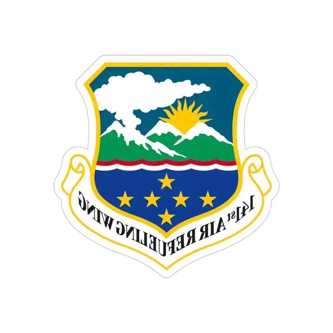 141st Air Refueling Wing (U.S. Air Force) REVERSE PRINT Transparent Die-Cut STICKER 5 Inch Die-Cut Transparent - The Sticker Space