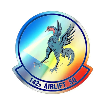 142 Airlift Squadron (U.S. Air Force) Holographic STICKER Die-Cut Vinyl Decal 4 Inch Holographic - The Sticker Space