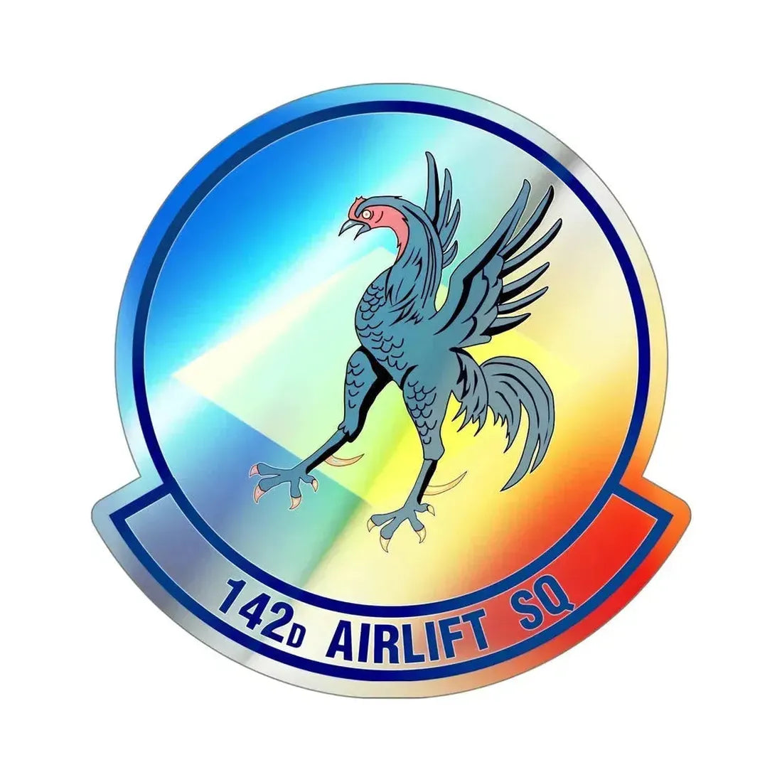 142 Airlift Squadron (U.S. Air Force) Holographic STICKER Die-Cut Vinyl Decal 5 Inch Holographic - The Sticker Space