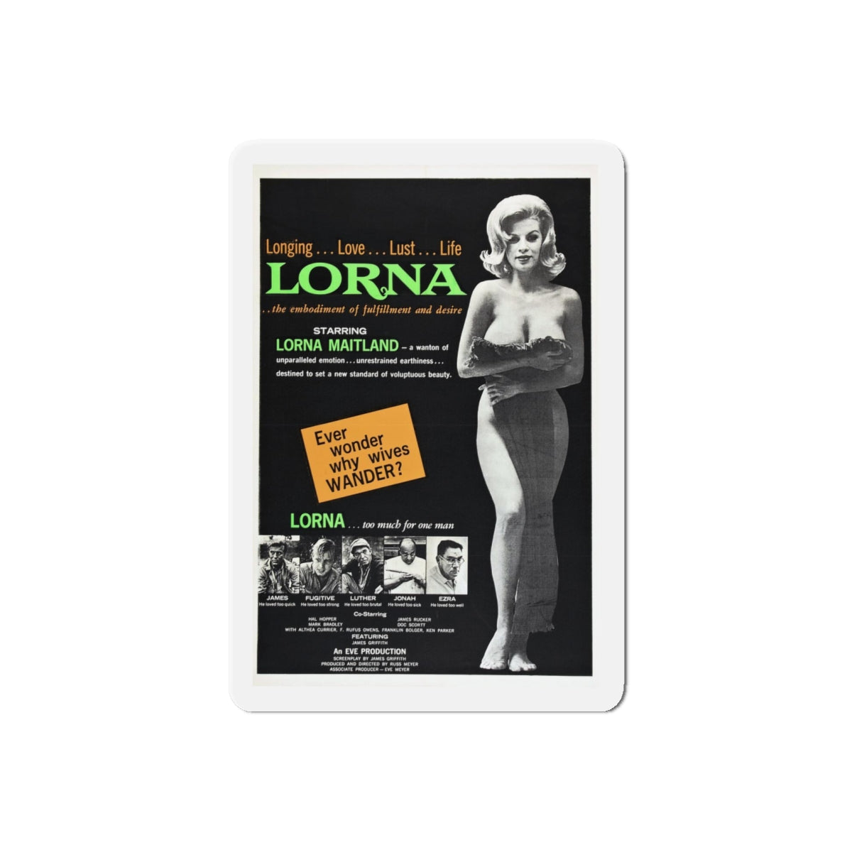 LORNA 1964 Movie Poster - Refrigerator Magnet-6 Inch-Die-Cut-1 pc-The Sticker Space