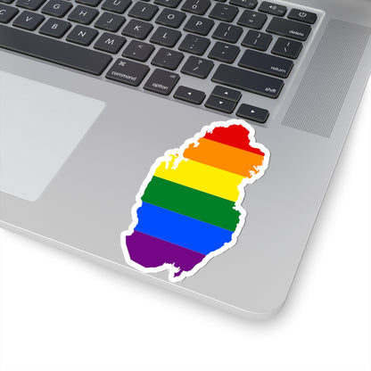 LGBT flag map of Qatar (Qatar) STICKER Vinyl Kiss-Cut Decal