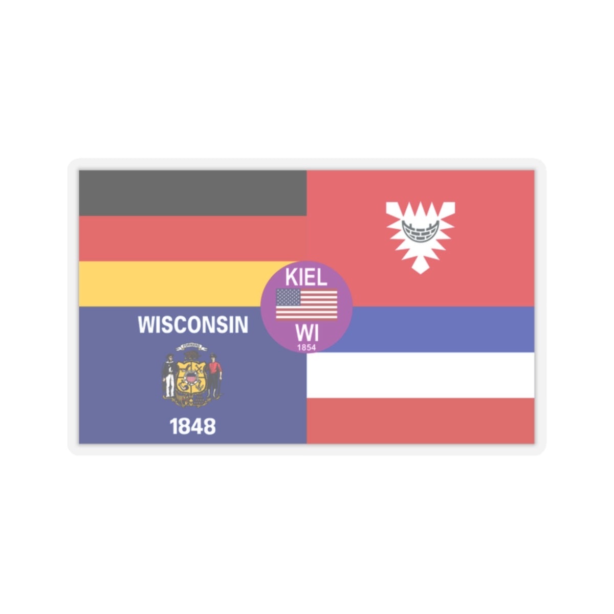 Flag of Kiel, Wisconsin - STICKER Vinyl Kiss-Cut Decal