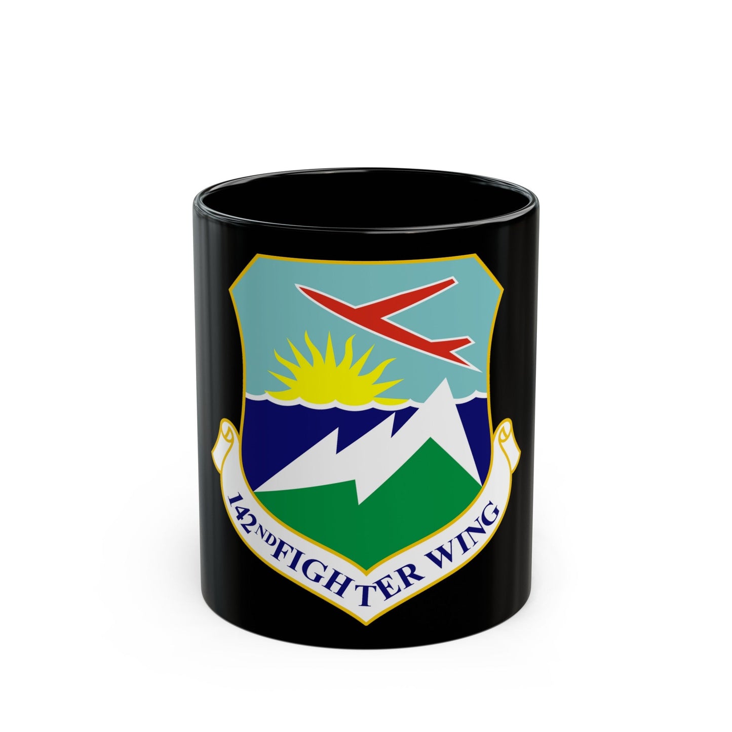 142nd Fighter Wing (U.S. Air Force) Black Coffee Mug-11oz-The Sticker Space