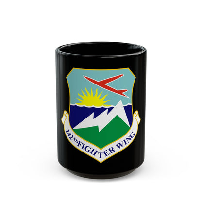 142nd Fighter Wing (U.S. Air Force) Black Coffee Mug-15oz-The Sticker Space