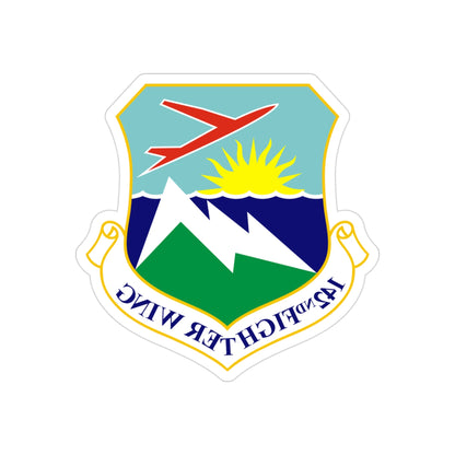 142nd Fighter Wing (U.S. Air Force) REVERSE PRINT Transparent STICKER-3" × 3"-The Sticker Space