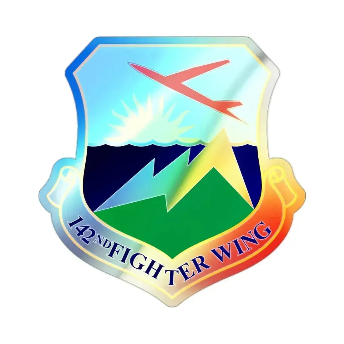 142nd Fighter Wing (U.S. Air Force) Holographic STICKER Die-Cut Vinyl Decal 2 Inch Holographic - The Sticker Space