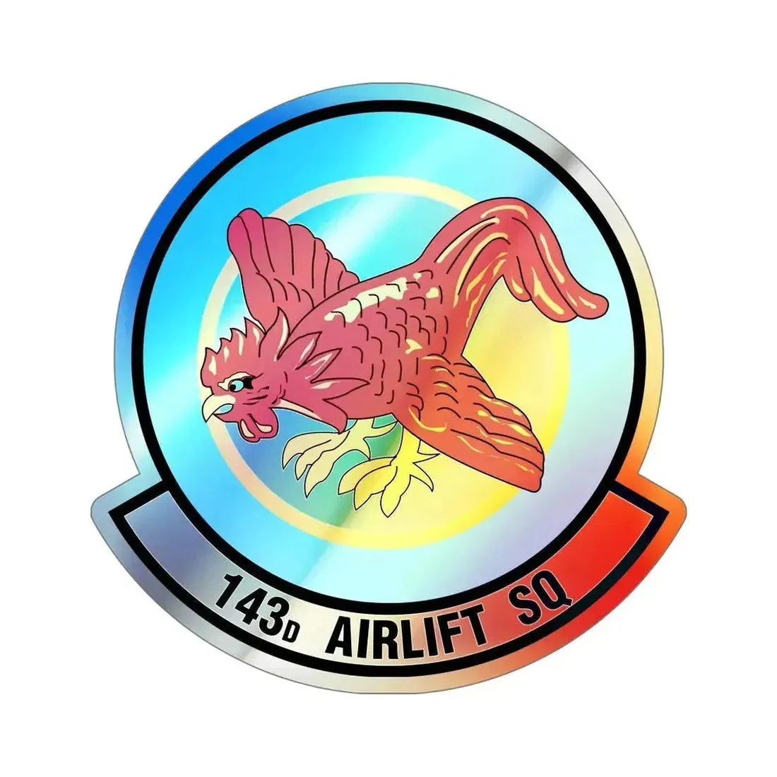 143 Airlift Squadron (U.S. Air Force) Holographic STICKER Die-Cut Vinyl Decal 6 Inch Holographic - The Sticker Space