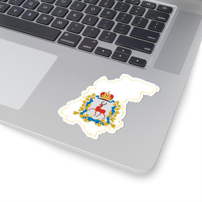 Flag-map of Nizhny Novgorod Oblast (Russia) STICKER Vinyl Kiss-Cut Decal