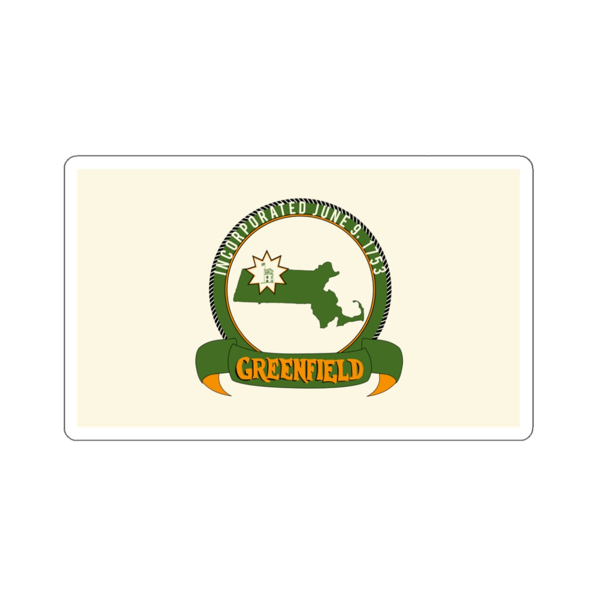 Flag of Greenfield, Massachusetts - STICKER Vinyl Kiss-Cut Decal