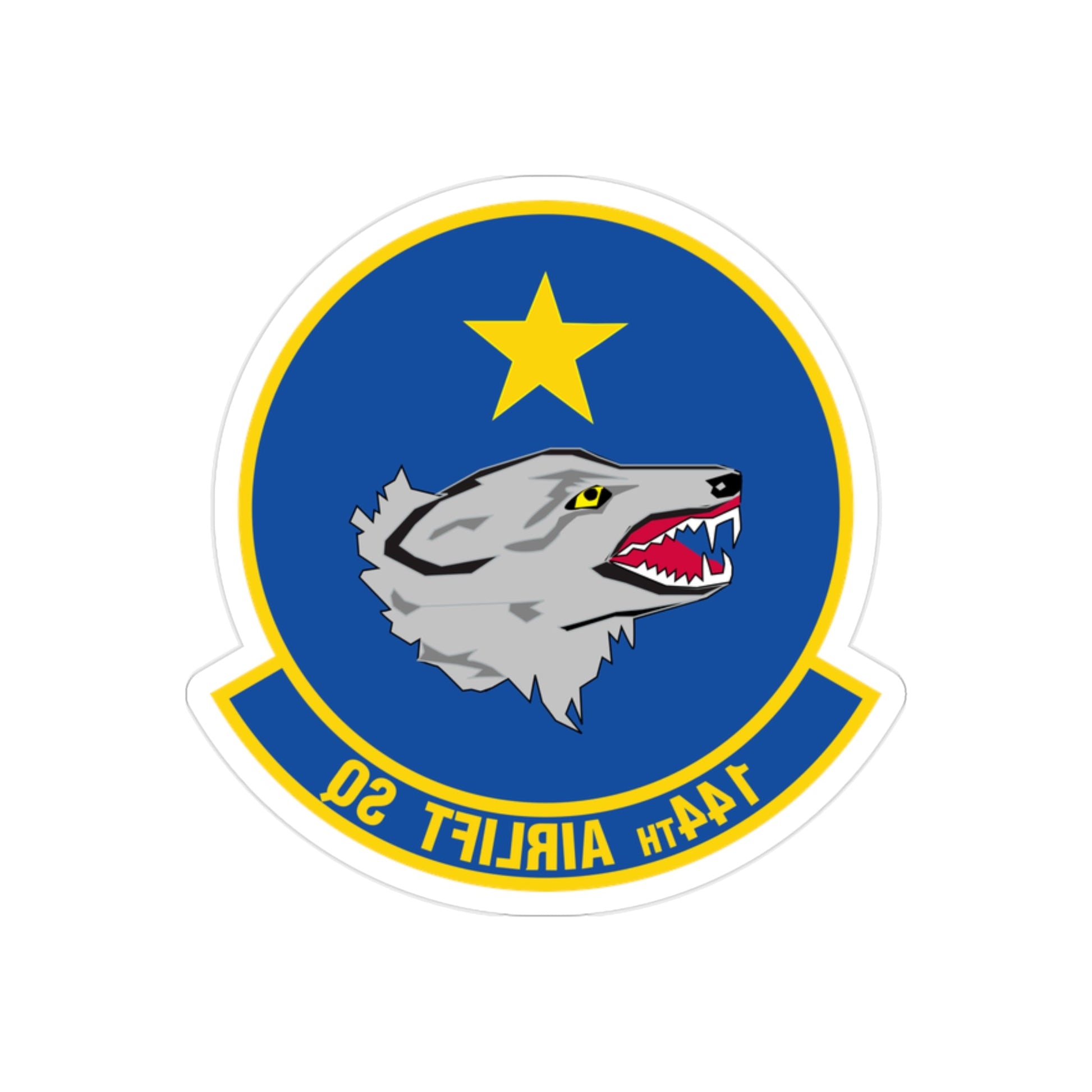 144 Airlift Squadron (U.S. Air Force) REVERSE PRINT Transparent STICKER-2" × 2"-The Sticker Space