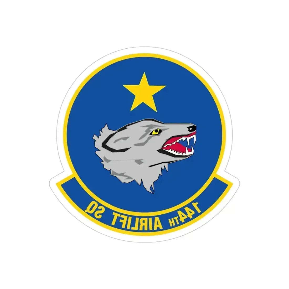 144 Airlift Squadron (U.S. Air Force) REVERSE PRINT Transparent Die-Cut STICKER 4 Inch Die-Cut Transparent - The Sticker Space
