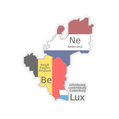 Benelux schematic map (Belgium) STICKER Vinyl Kiss-Cut Decal