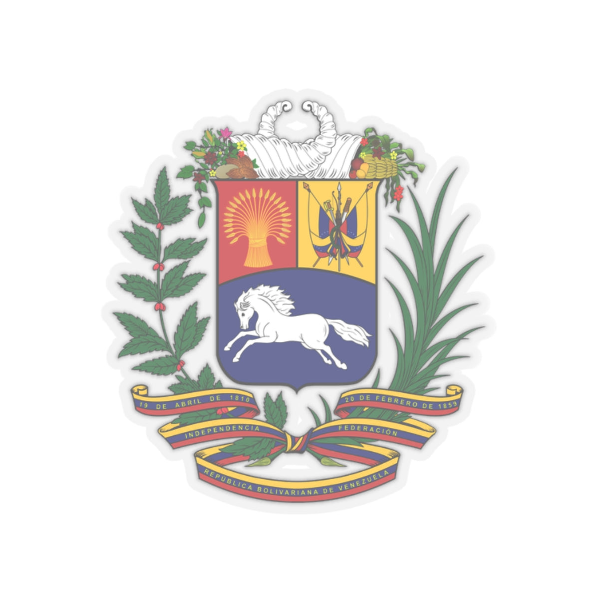 Coat of arms of Venezuela - STICKER Vinyl Kiss-Cut Decal
