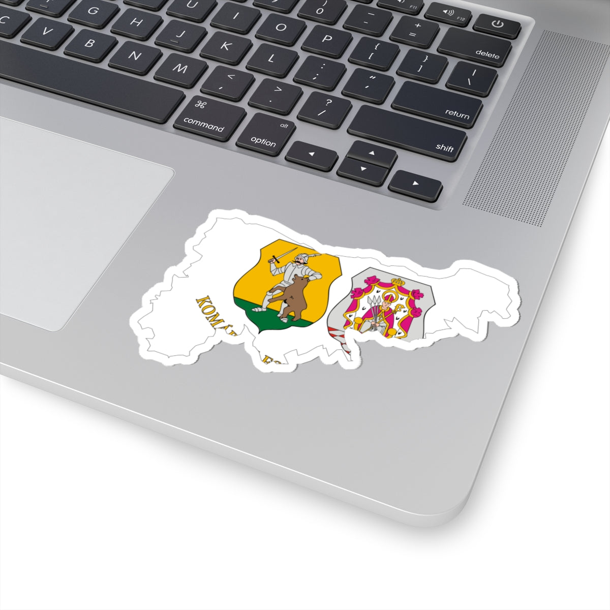 Flag-map of Komarom-Esztergom County (Hungary) STICKER Vinyl Kiss-Cut Decal